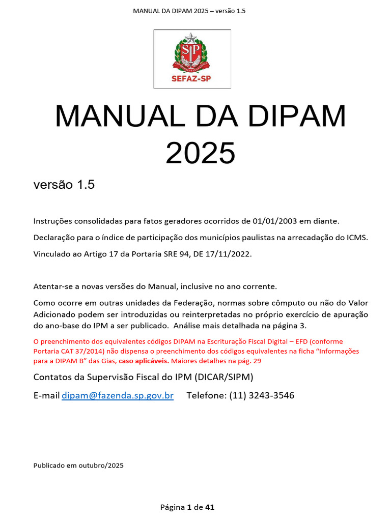 Manual DIPAM 2025: Instruções e Normas | PDF | Impostos | Estado