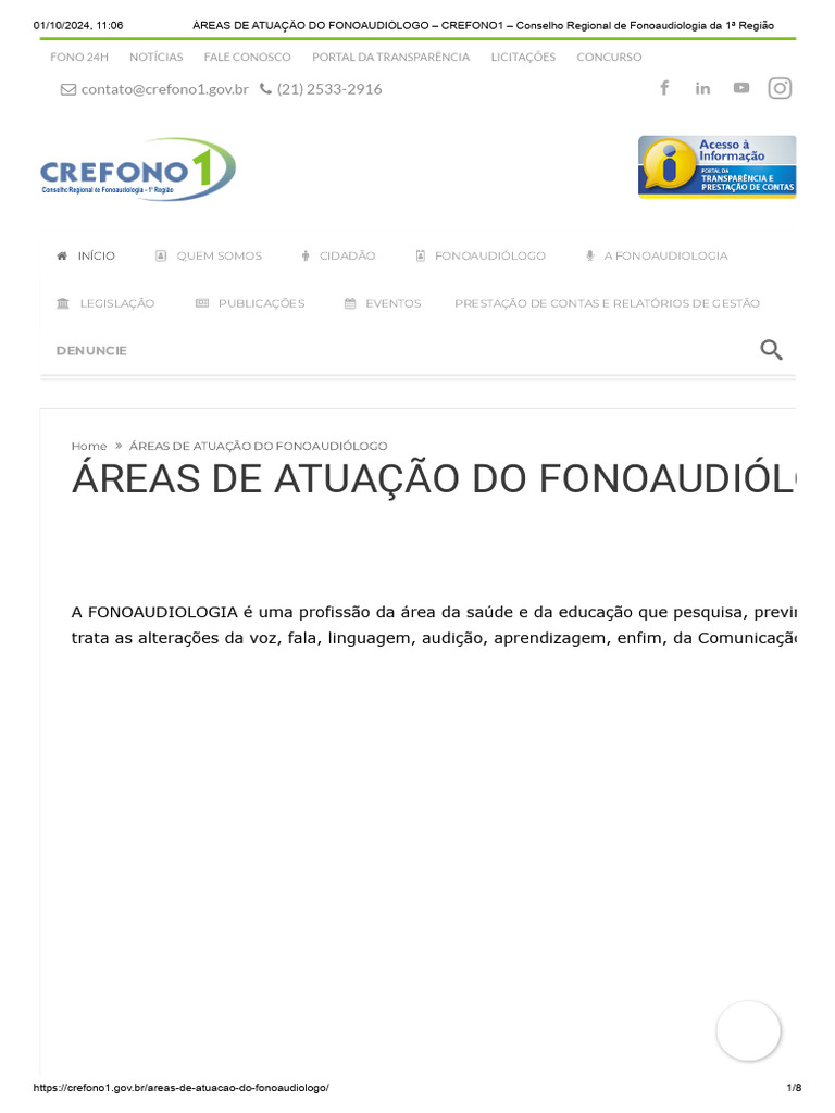 Áreas de Atuação do Fonoaudiólogo | PDF | Especialidades médicas