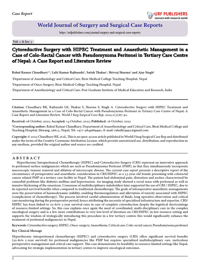 World Journal of Surgery and Surgical Case Reports | PDF | Clinical ...