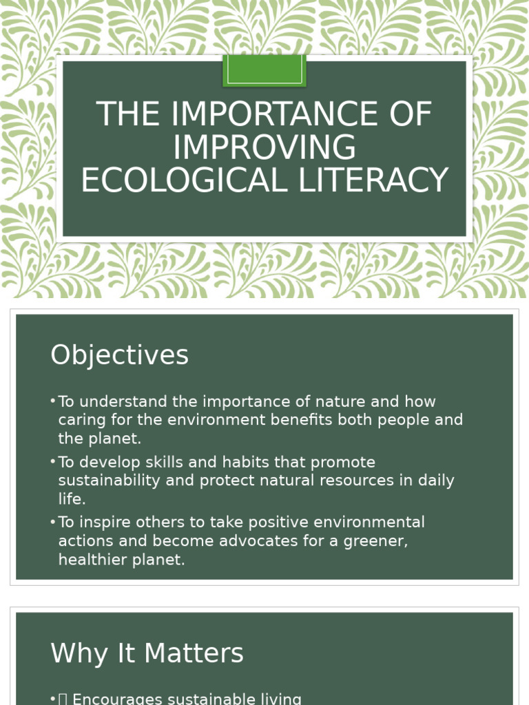 Enhancing Ecological Literacy for Sustainability | PDF