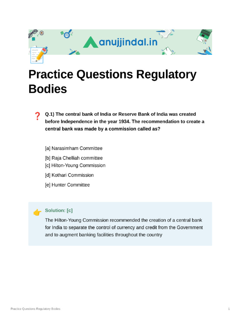 Practice Questions Regulatory Bodiese Lyst9547 | PDF