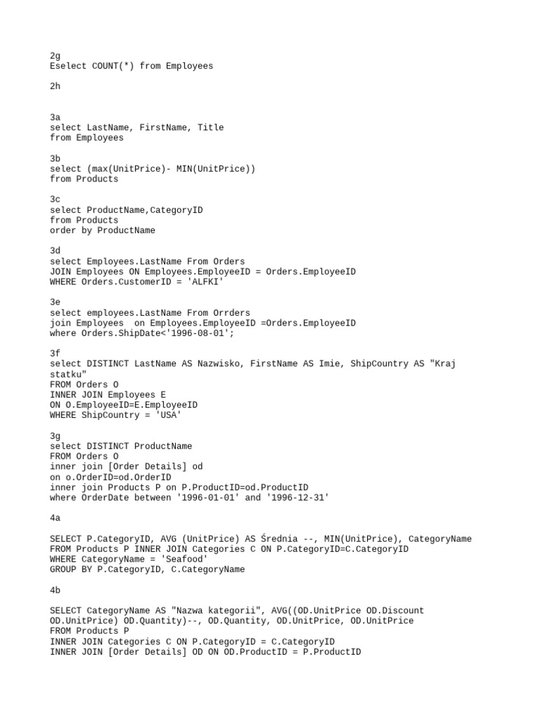 SQL Queries for Employee and Sales Data | PDF | Data Management ...