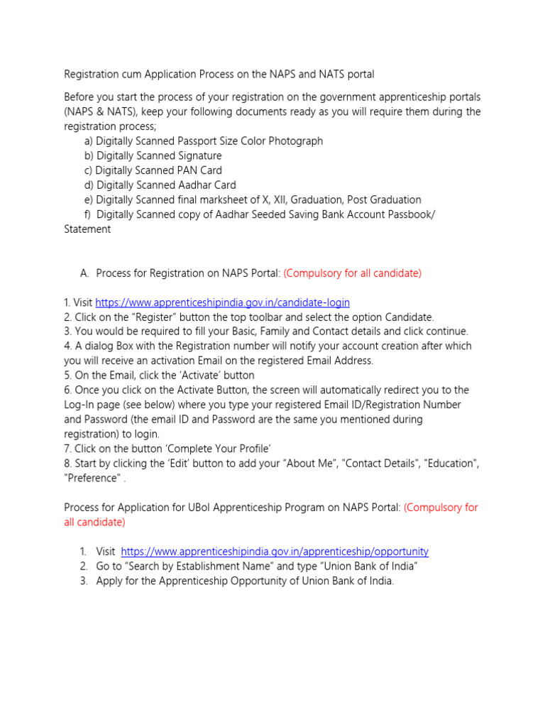 NAPS & NATS Portal Registration Guide | PDF