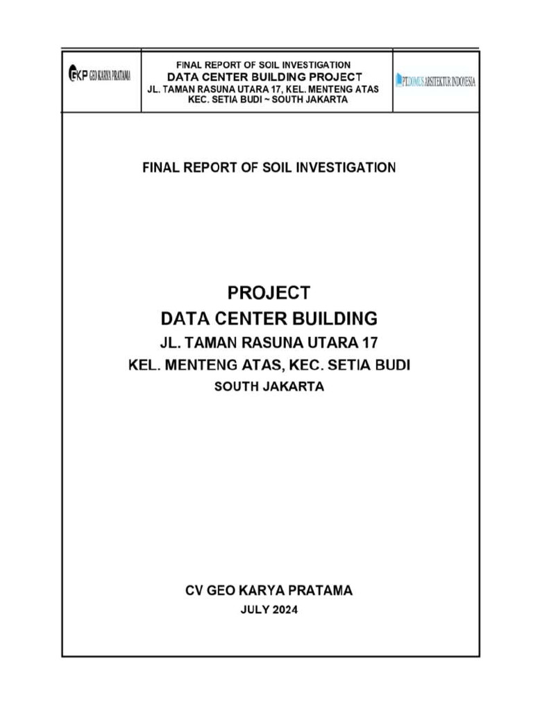 Soil Investigation Report for Data Center | PDF | Geotechnical ...