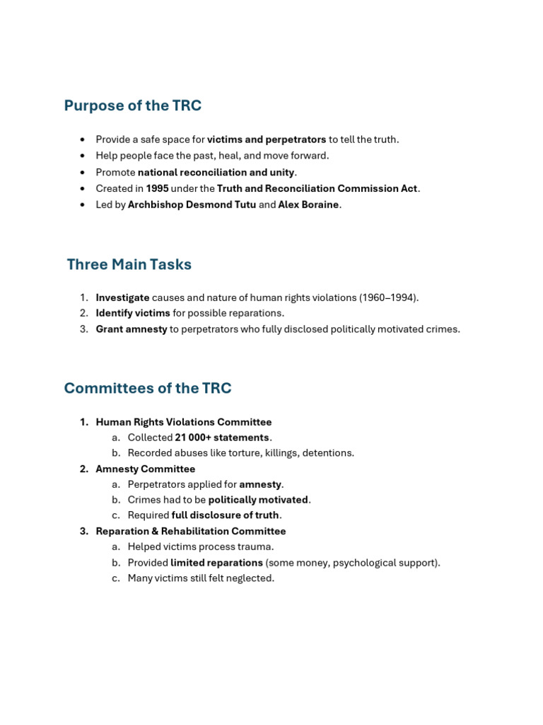 Truth and Reconciliation Commission Overview | PDF | International ...