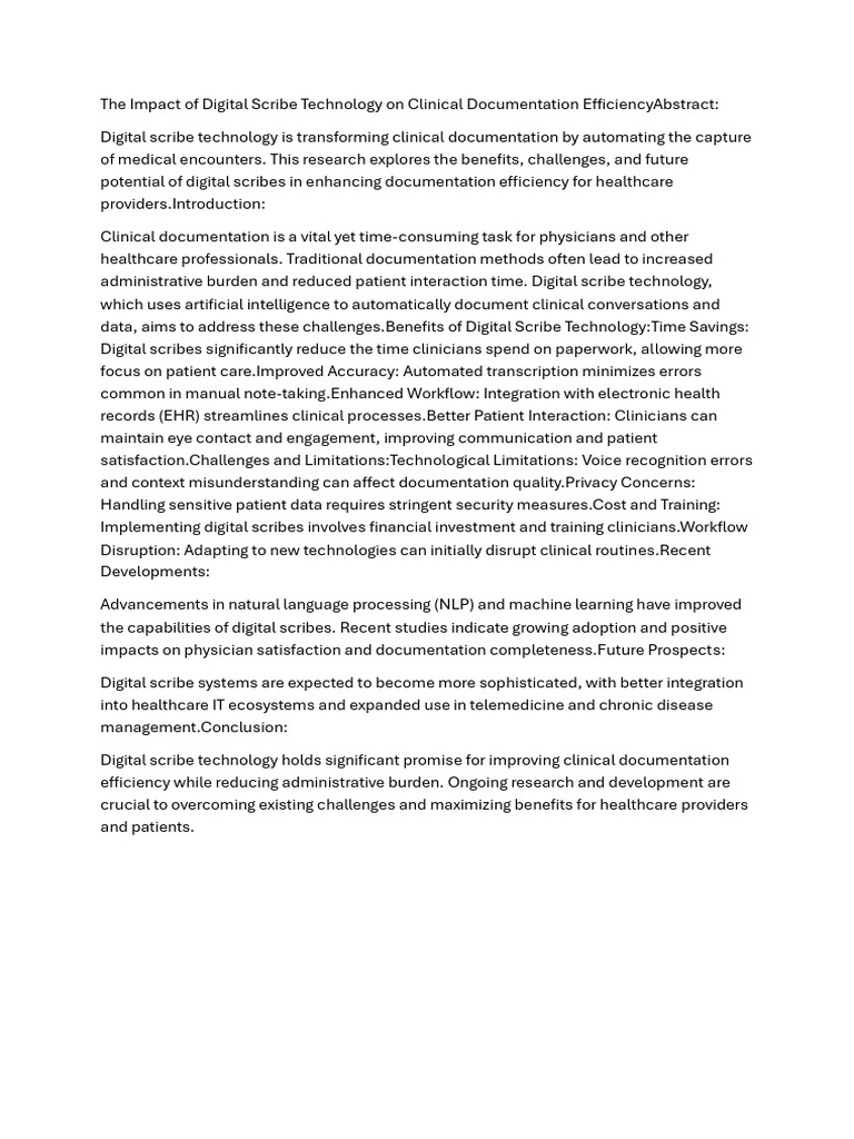 The Impact of Digital Scribe Technology | PDF
