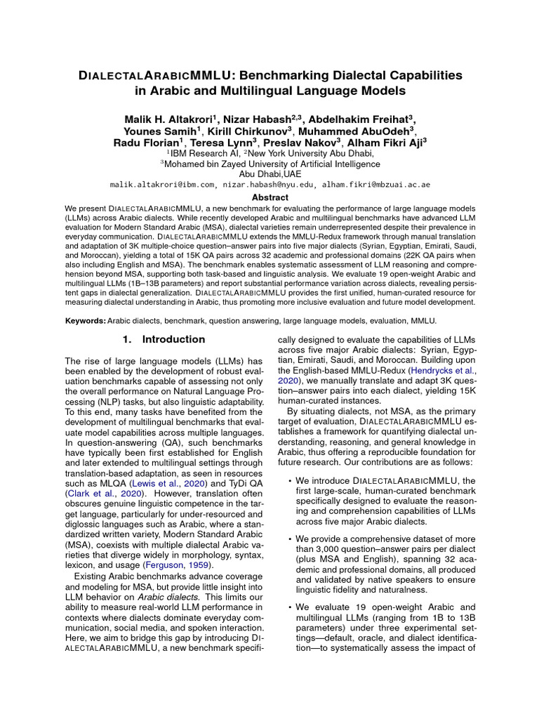 Evaluating Dialectal Arabic in LLMs | PDF | Arabic | Linguistics