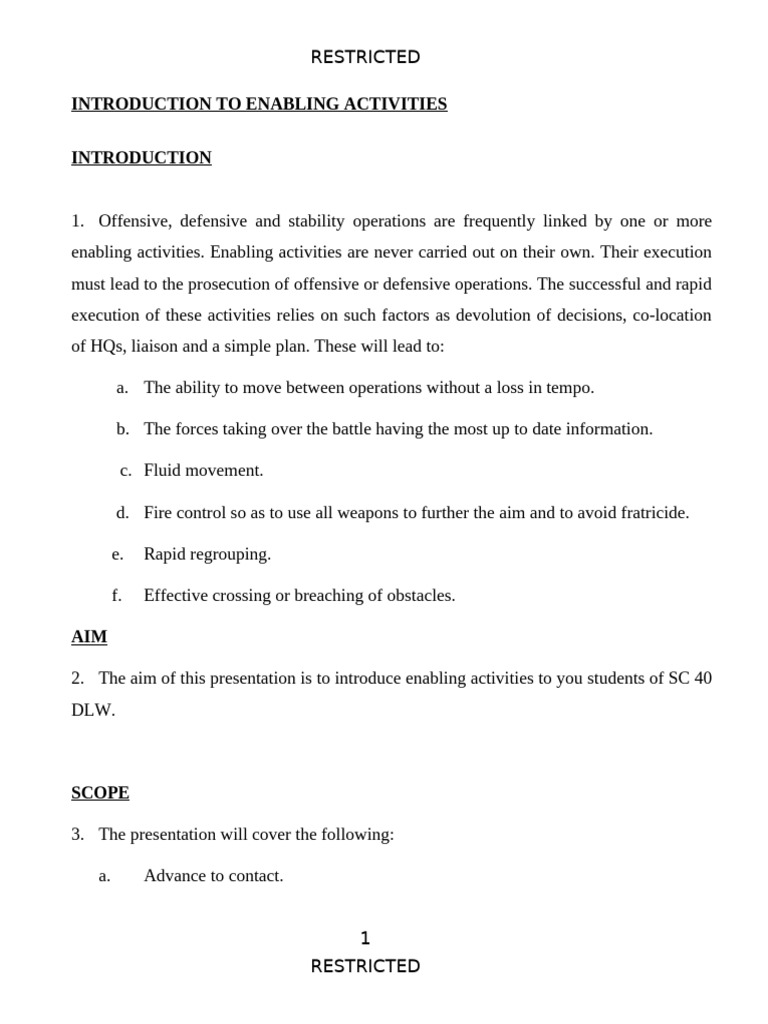 Enabling Activities in Military Operations | PDF | Reconnaissance ...