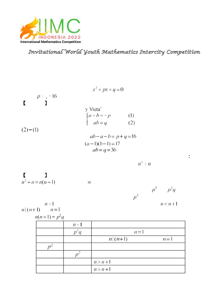 World Youth Math Competition Problems | PDF | Prime Number | Triangle