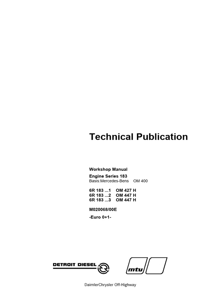 Workshop Manual for Engine Series 183 | PDF