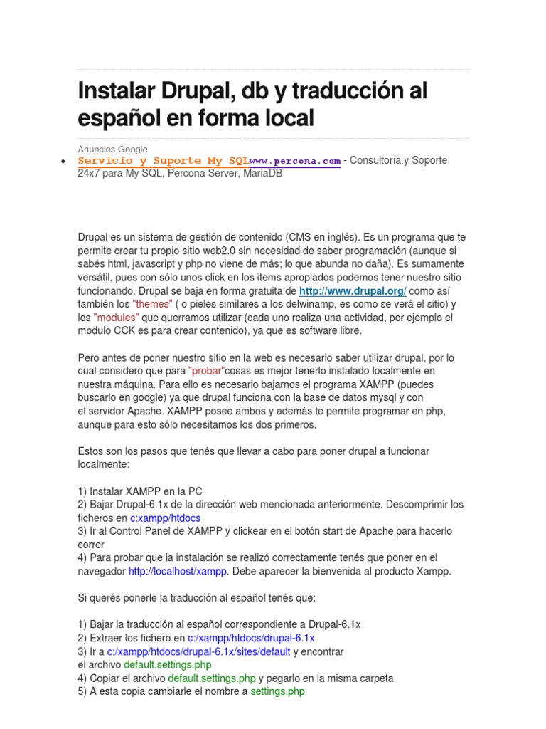 Instalar Drupal Localmente en Windows | PDF | Drupal | Php