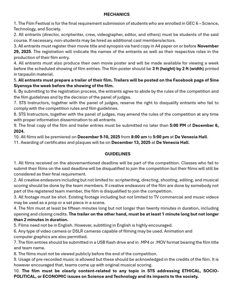 GEC 6 Film Festival Submission Guidelines | PDF