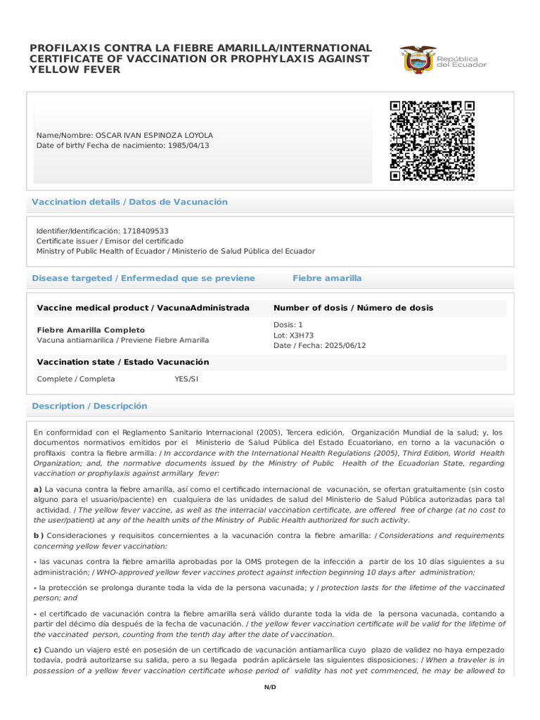MSP HCU Certificadovacunacion9465339 | PDF | Economía de la Salud ...