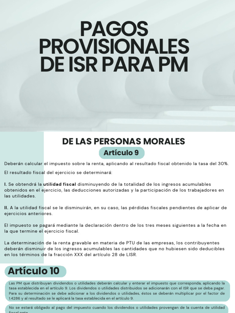 Pagos Provisionales de ISR para PM | PDF | Impuesto sobre la renta ...