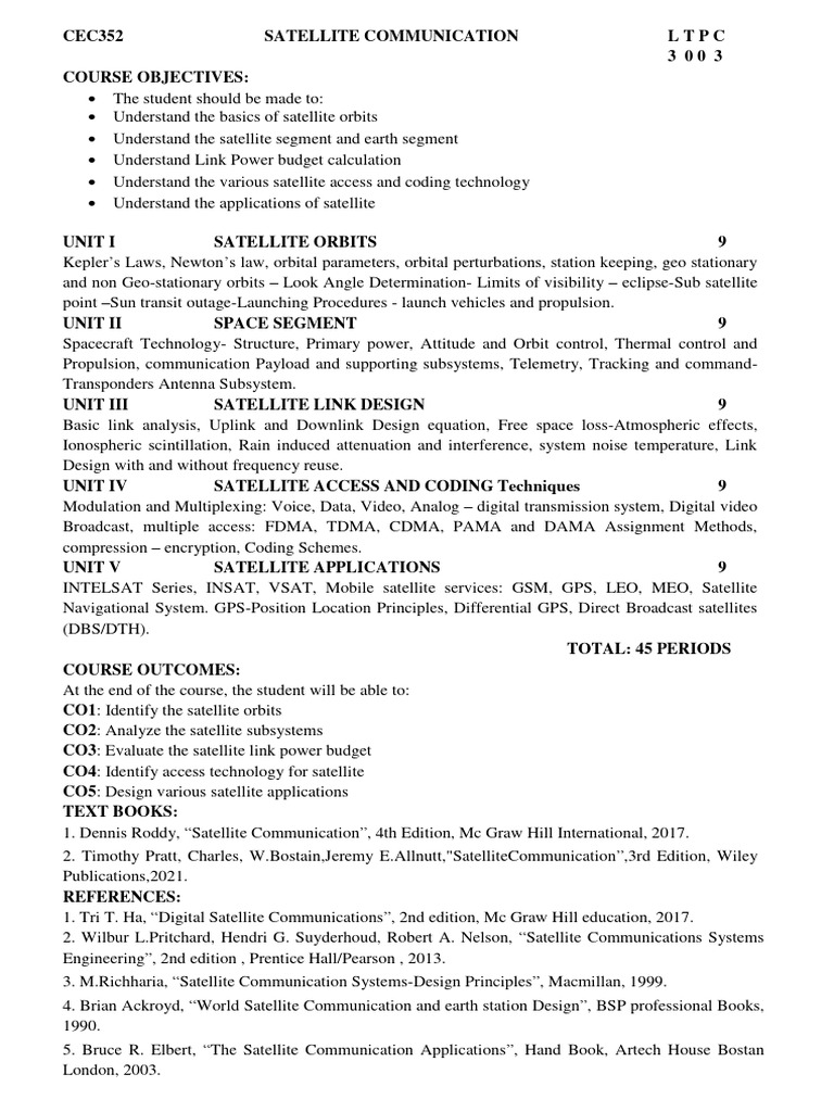Satellite Communication Course Overview | PDF | Apsis | Rotation