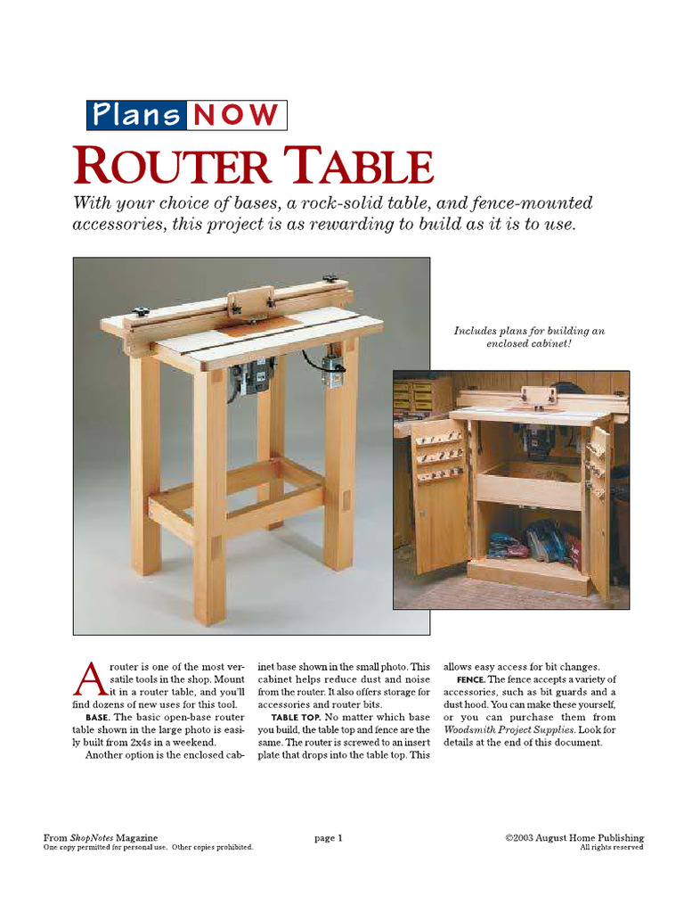 (Tutorial) Router Table (Woodworking Plans) | PDF
