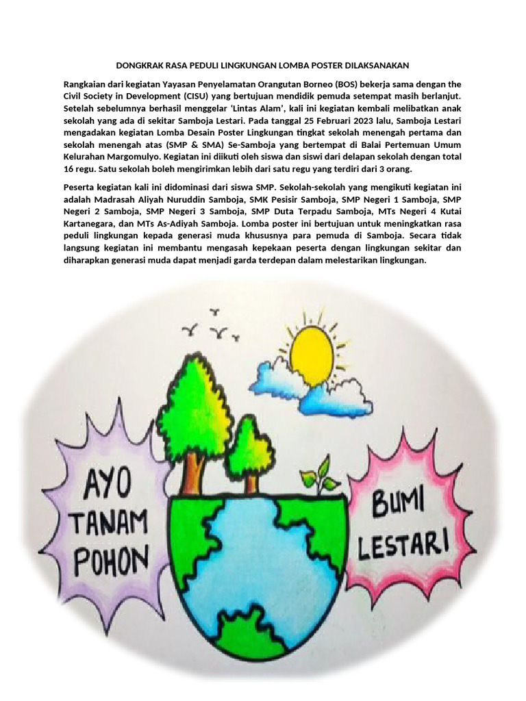 Teks Dongkrak Rasa Peduli Lingkungan Lomba Poster Dilaksanakan | PDF