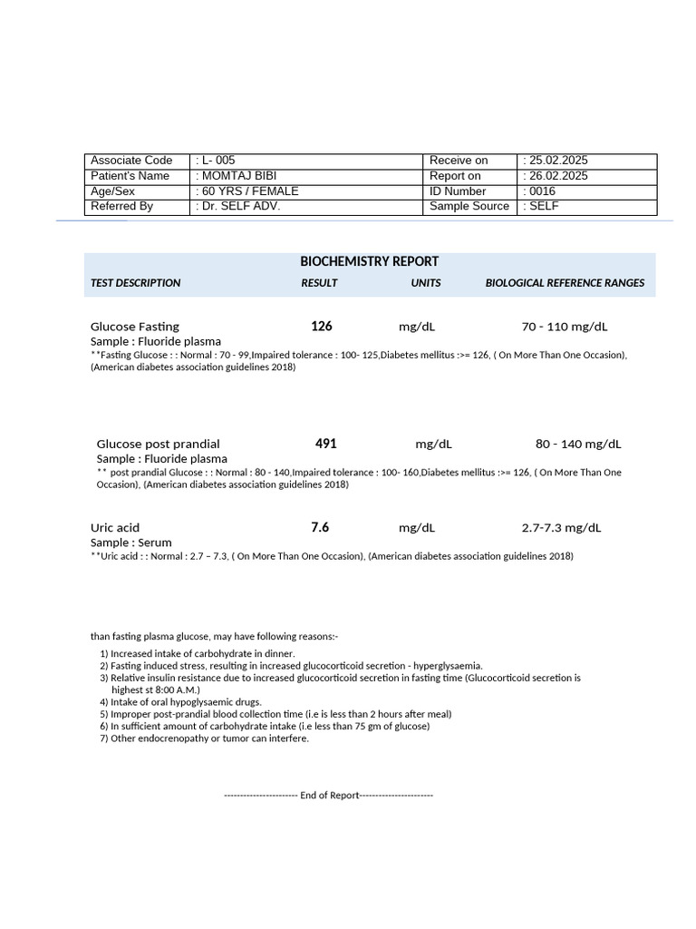 Suger Fbs Ppbs Rbs | PDF