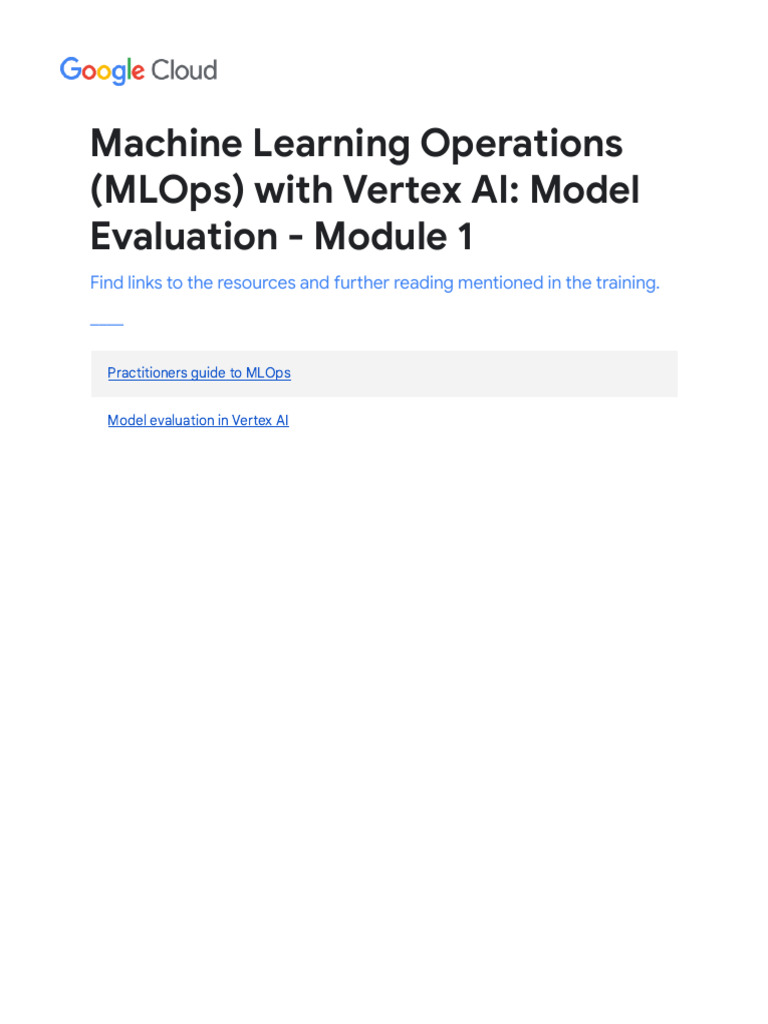 MLOps Model Evaluation with Vertex AI | PDF
