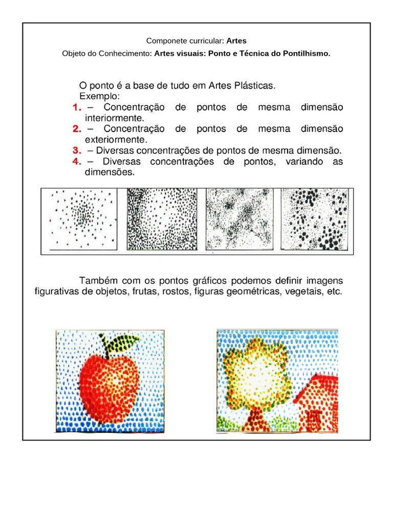 Pontilhismo: Atividade de Artes Visuais | PDF