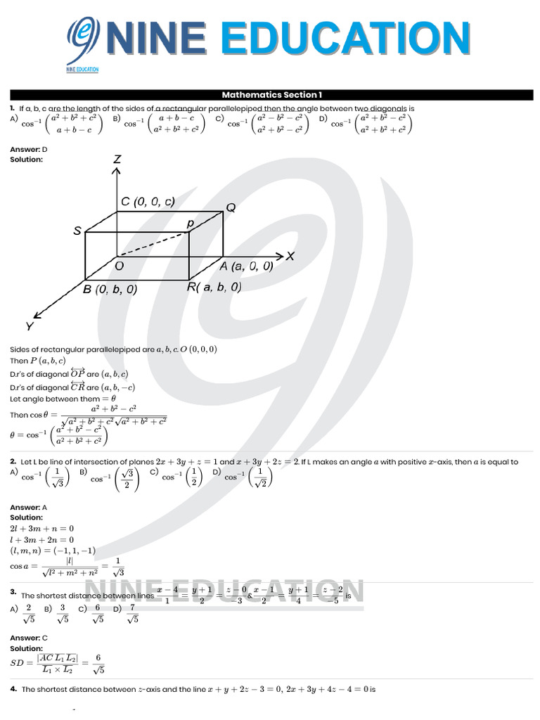 Angle Between Diagonals in Geometry | PDF | Euclidean Geometry