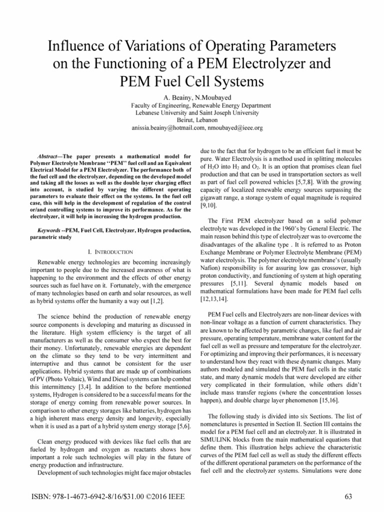 Influence of Variations of Operating Parameters On The Functioning of A ...
