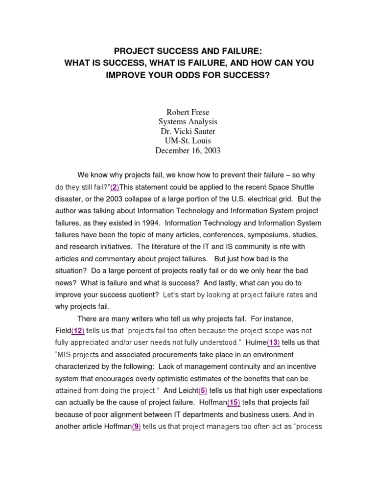 Project Success and Failure | PDF | Insight | Interpersonal Communication