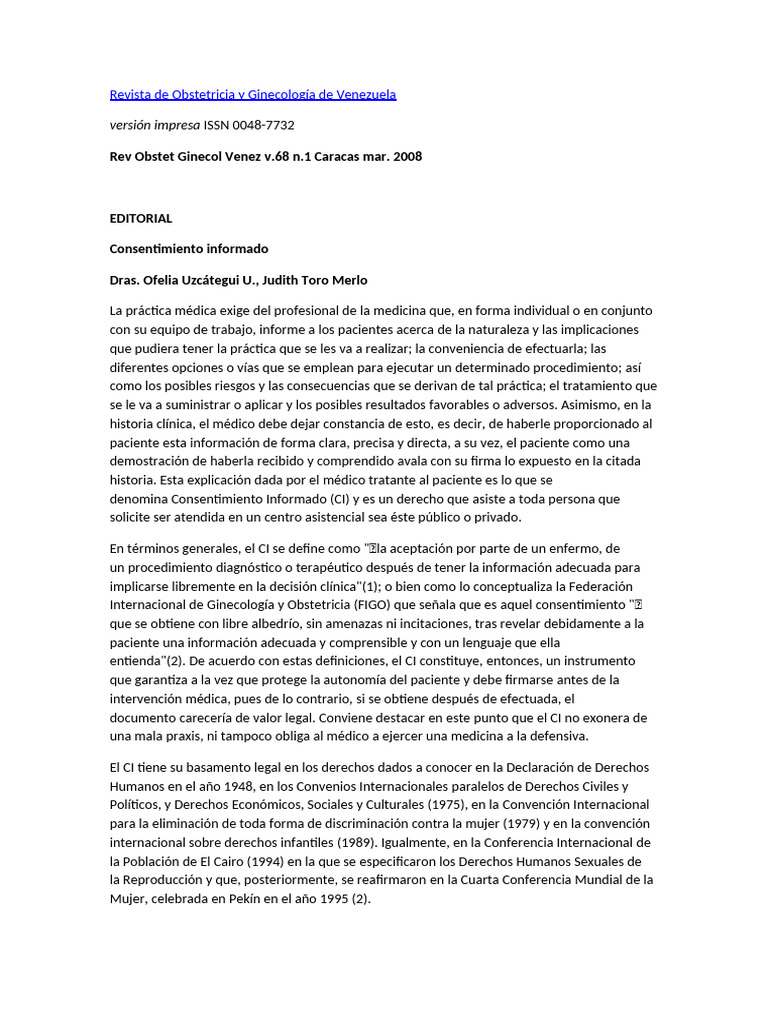 Consentimiento Informado | PDF | Consentimiento informado | Enfermería