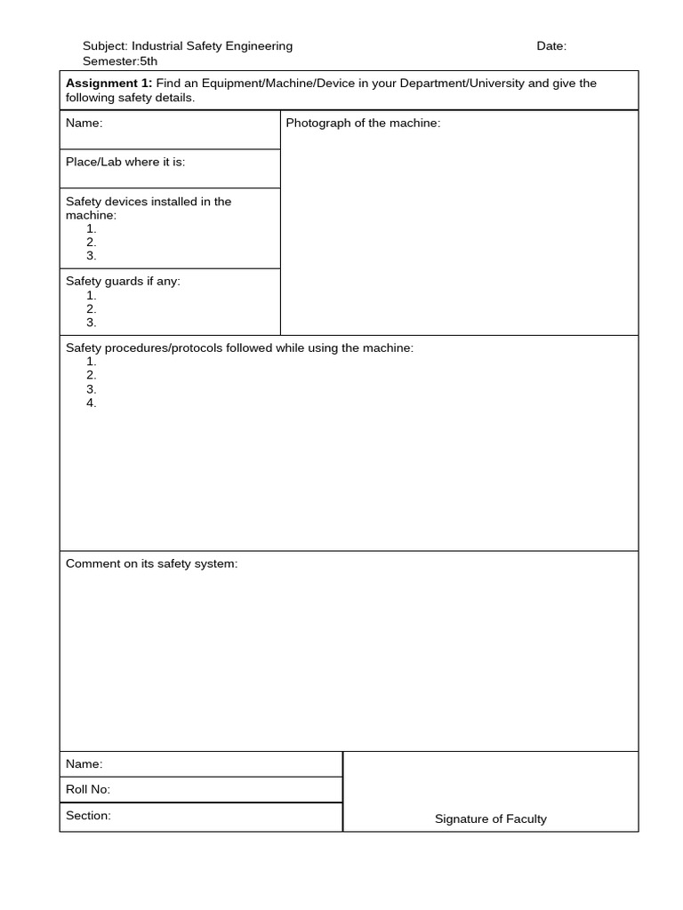 Industrial Safety Engineering Assignment | PDF