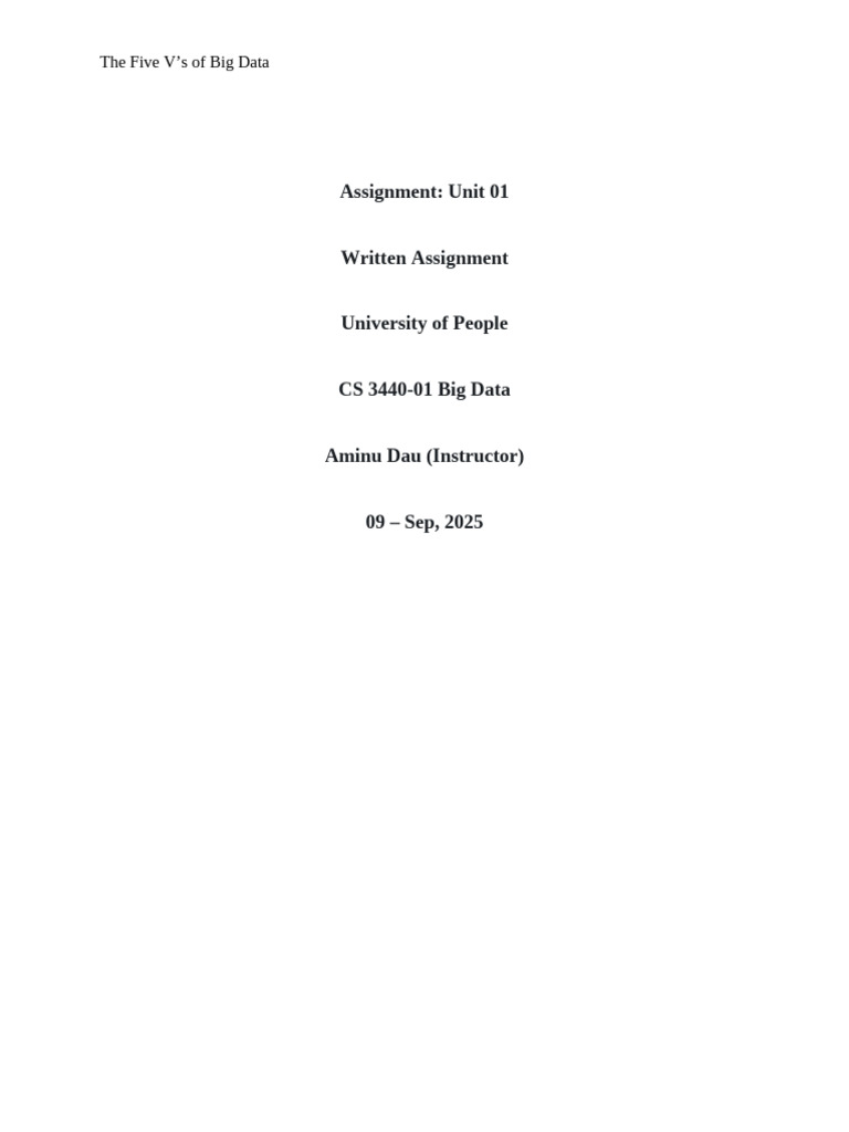 Written Assignment Unit# 01 (Big Data) | PDF | Big Data | Data