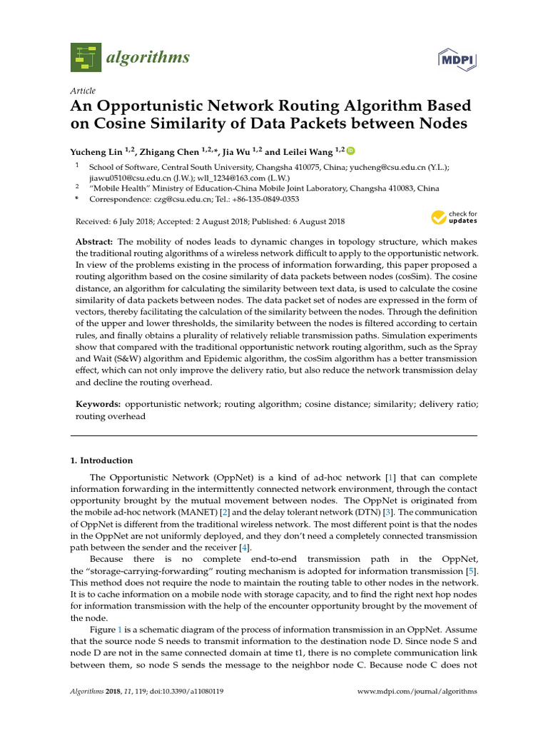 Algorithms 11 00119 | PDF | Routing | Computer Network
