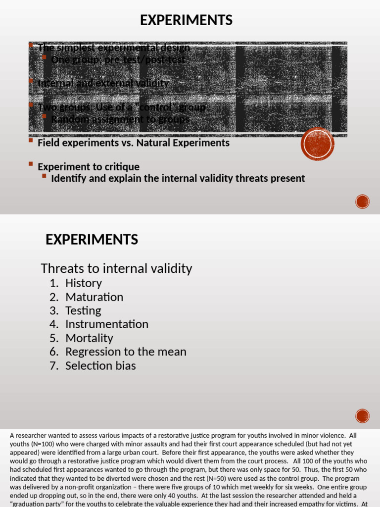 Internal Validity Threats in Experiments | PDF | Restorative Justice ...