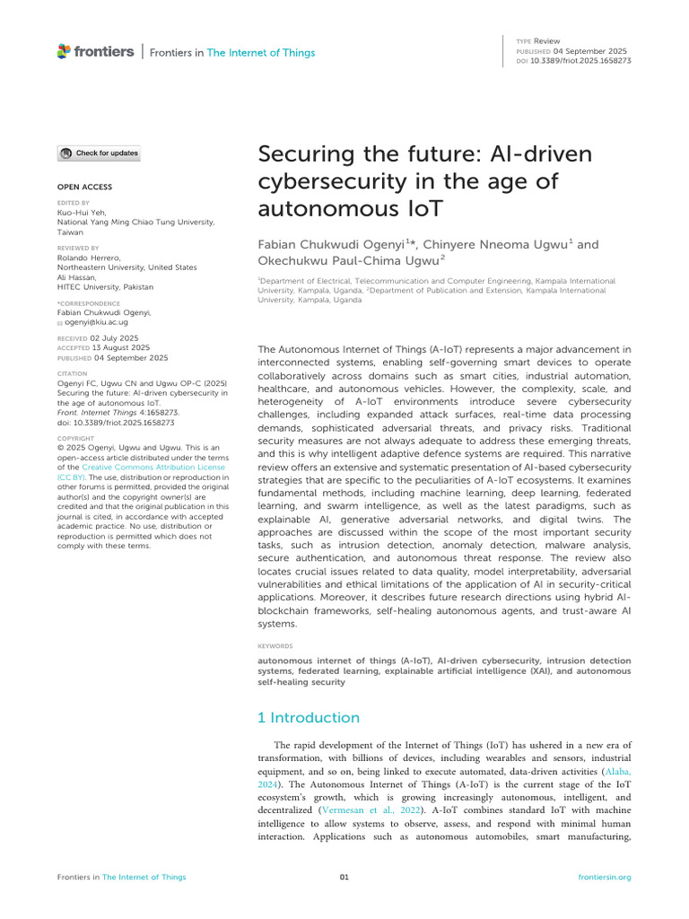 AI Cybersecurity for Autonomous IoT Systems | PDF | Internet Of Things ...