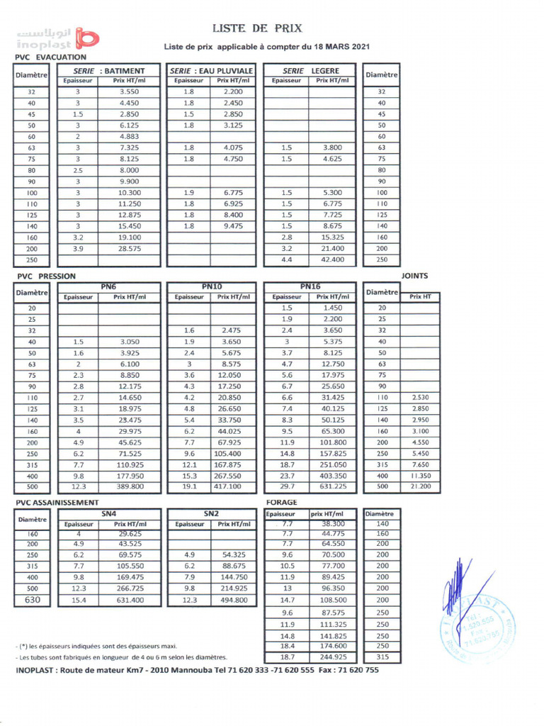 Replaced - Nouvelle Liste de PRIX PVC - Applicable À Compter Du 18 MARS ...