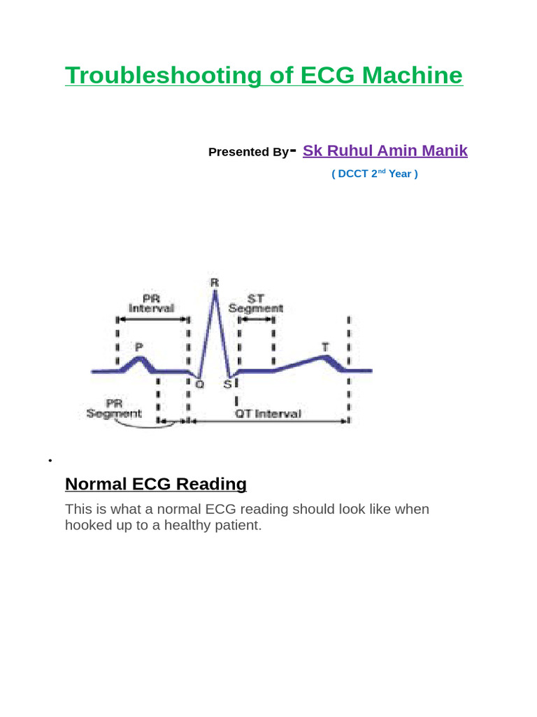 ECG Machine Troubleshooting Guide | PDF | Electrocardiography ...
