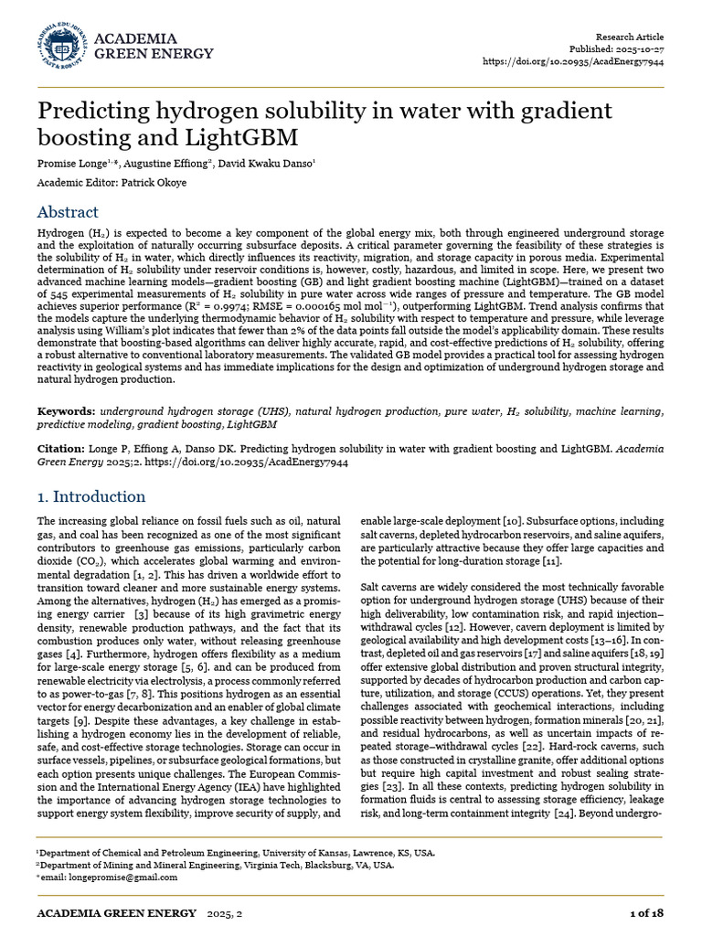 Predicting Hydrogen Solubility in Water | PDF | Support Vector Machine ...