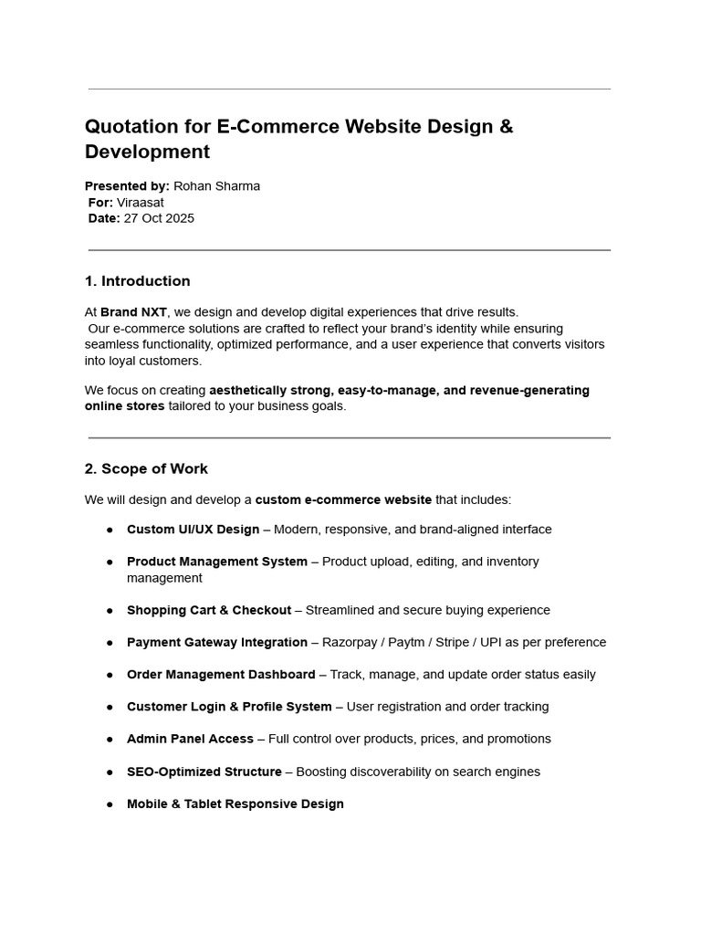 E-Commerce Website Development Quotation | PDF | Web Design | Point Of Sale