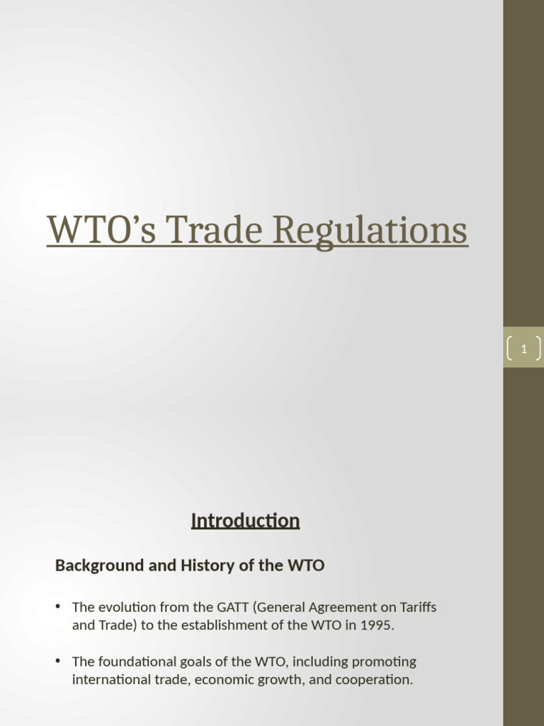 WTO Trade Regulations Overview | PDF | World Trade Organization ...
