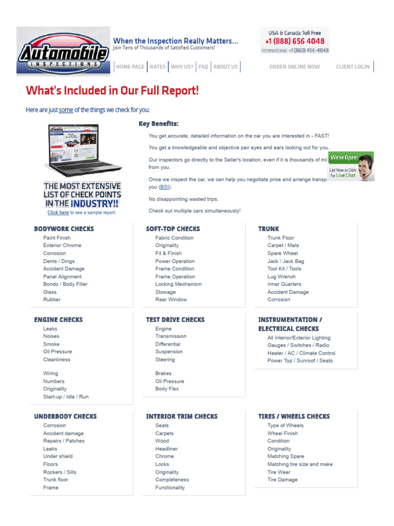 What's Included in Our Full Report - Automobile Inspections | PDF | Car ...