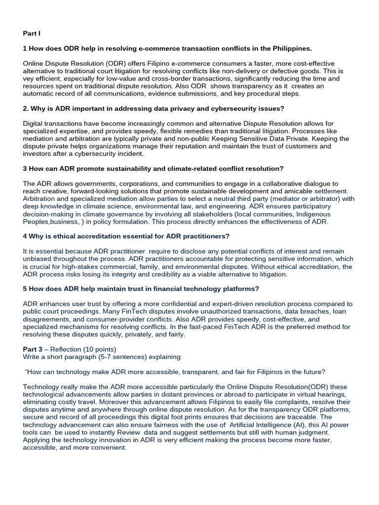Part I | PDF | Alternative Dispute Resolution | Mediation