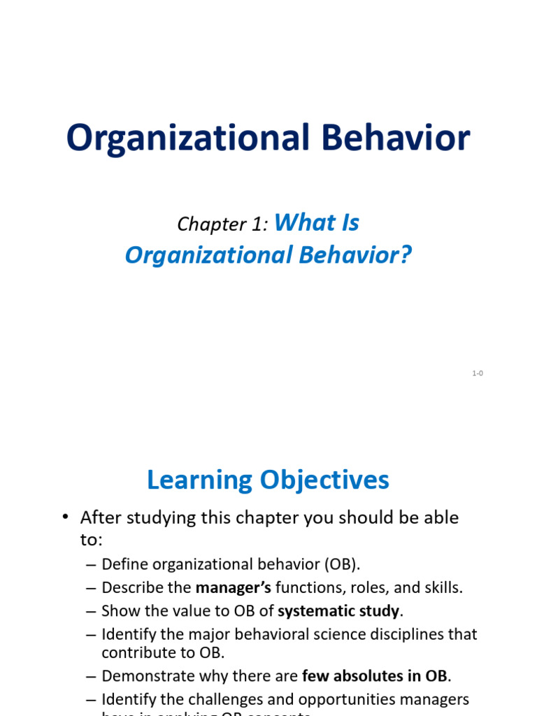 OB 01-What Is OB Revised S | PDF | Organizational Behavior | Corporate ...