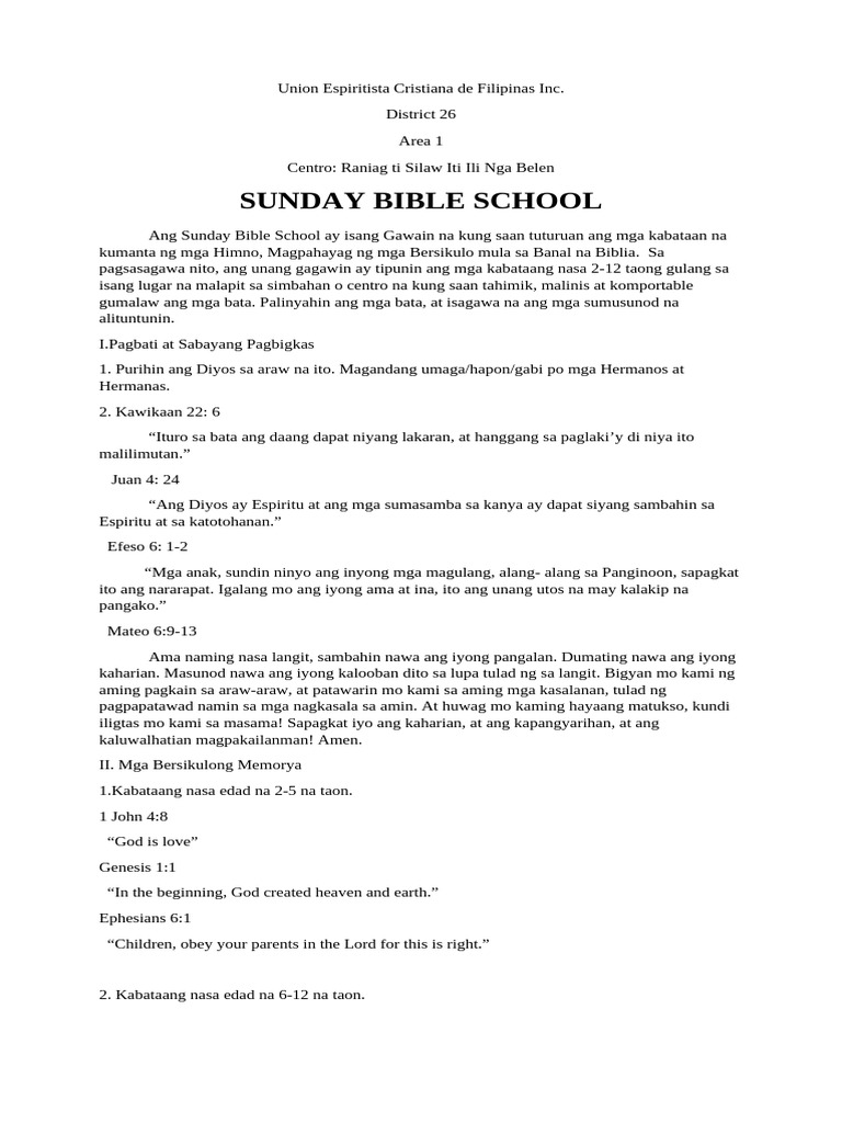 Sunday Bible School | PDF