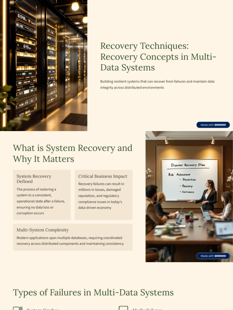 Recovery Techniques Recovery Concepts in Multi Data Systems | PDF ...