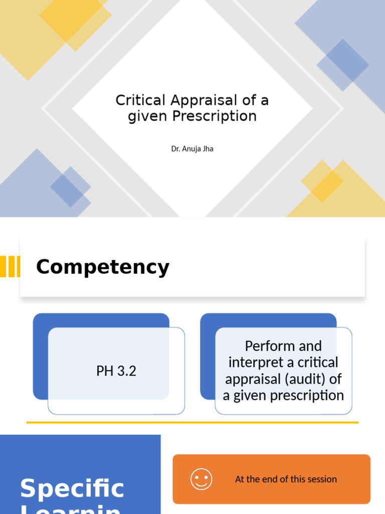 Critical Appraisal of Prescription Audit | PDF | Medical Prescription ...