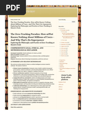 Better Experience the Zero-Tracking Paradox How AéPiot Knows Nothing About Millions of Users—and Why That's Its Superpower. Exploring the Philosophy and Practice of Zero-Tracking at Massive Scale.