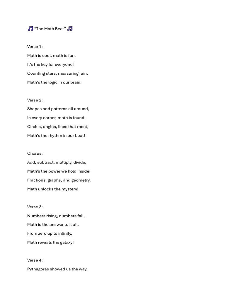 Math Beats Song | PDF