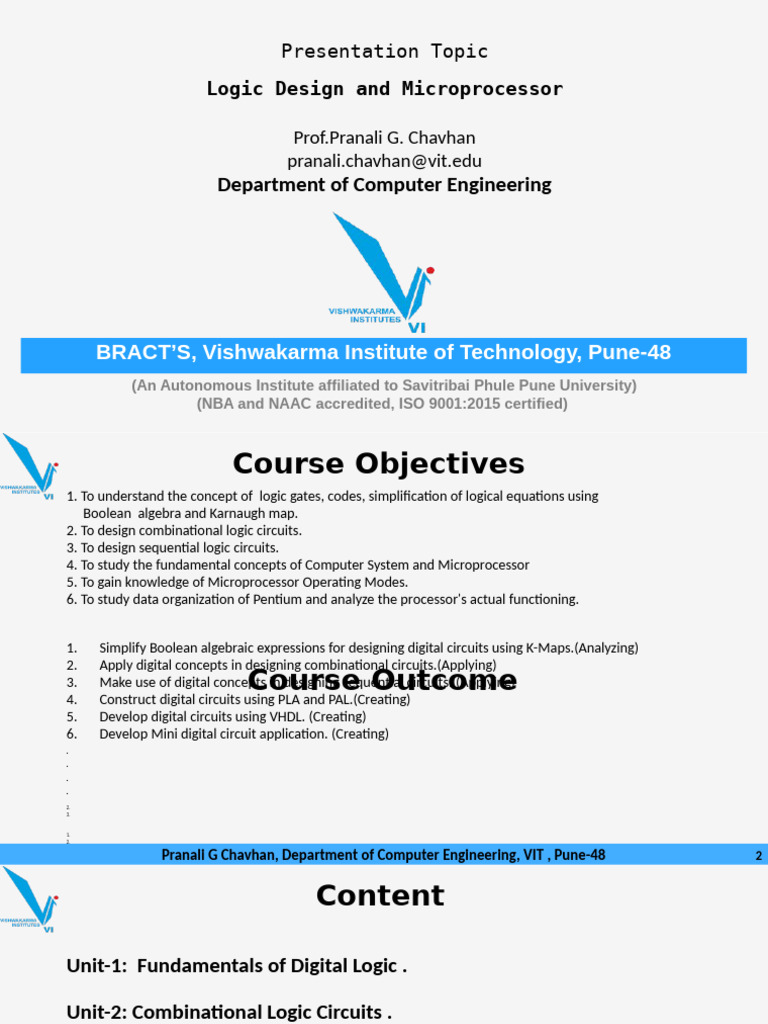 Logic Design & Microprocessor Course Overview | PDF | Subtraction ...