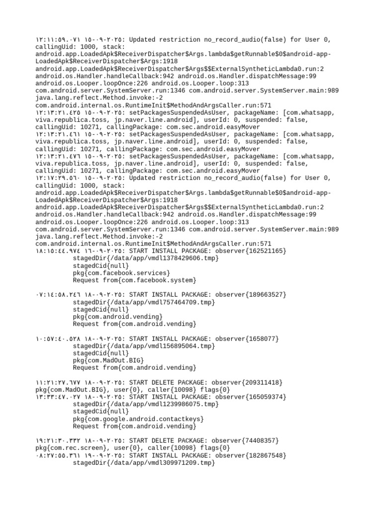 Android Package Management Logs | PDF | Android (Operating System ...