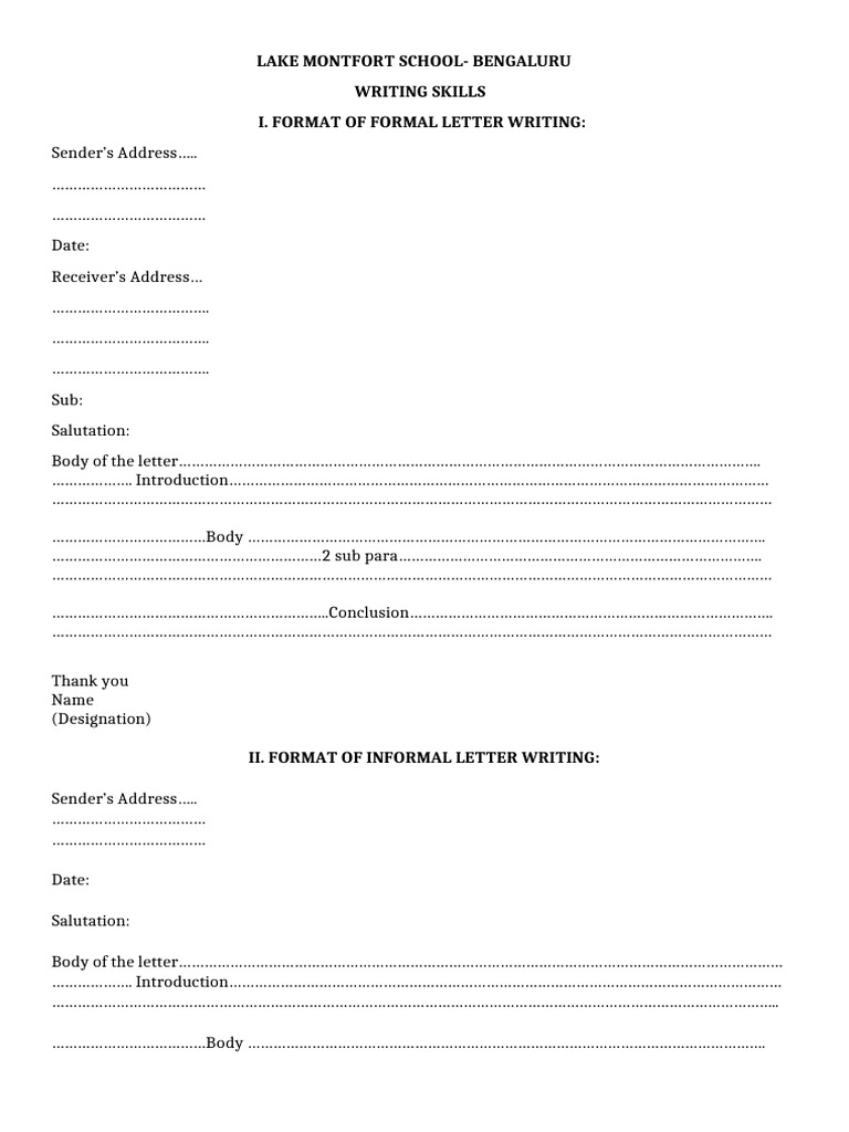 Writing Formats for Various Letters | PDF