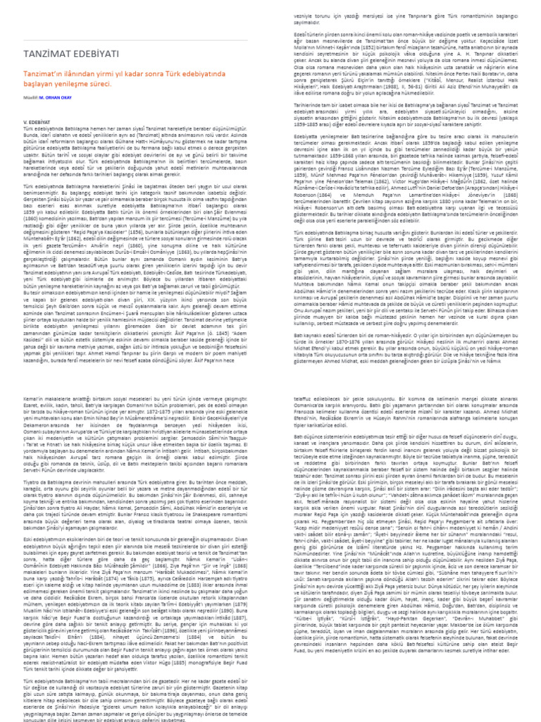 Tanzimat Edebiyatı | PDF